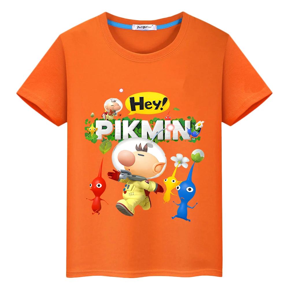 Pikmin Cartoon Printed Pure Cotton Casual Short Sleeved T-shirt for Boys and Girls