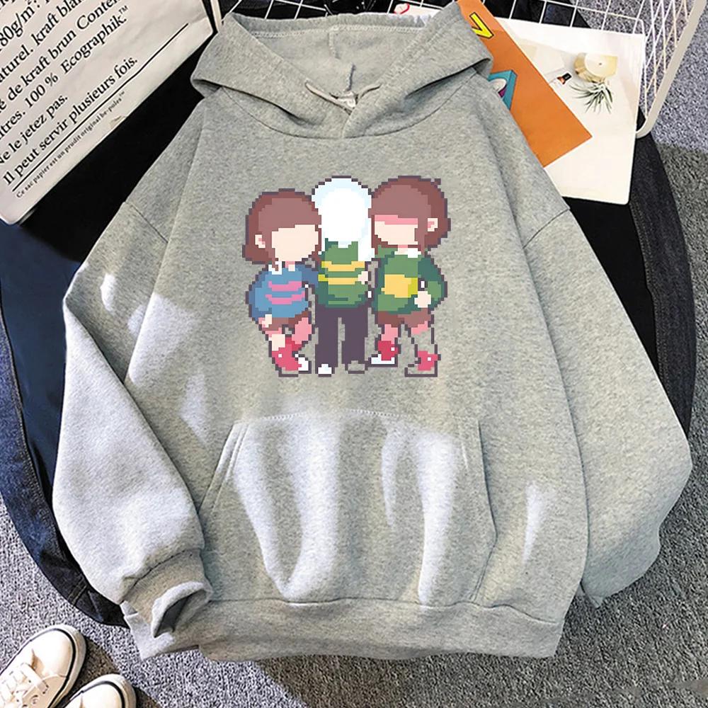 Undertale Chara Популярные персонажи Печать Толстовки Осенняя свободная флисовая одежда Высококачественные графические свитера с капюшоном