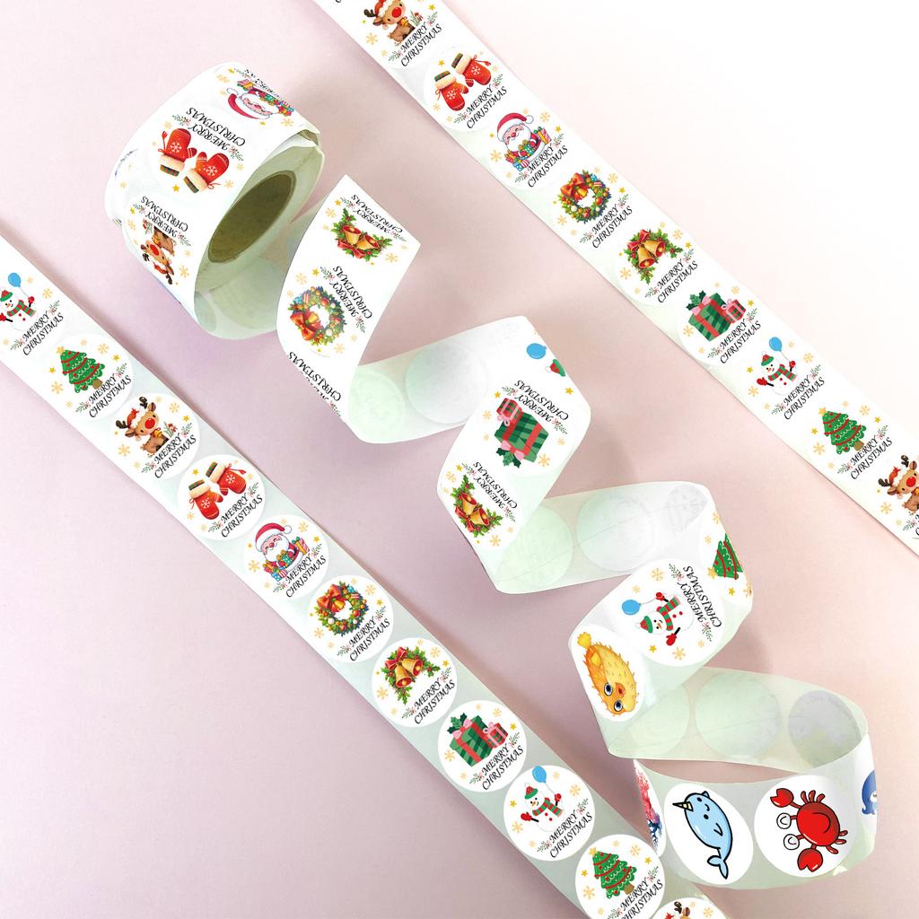 500 листов/рулон Рождественская наклейка для запечатывания конвертов Мультяшная DIY наклейка Детский праздничный подарок Упаковка Рулонная наклейка