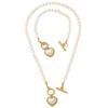 Exquisite Heart Pendant Jewelry Set Crystal Pearl Necklace Set Necklace Bracelet Set  Banquet
