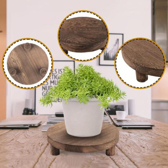 3Pcs/Set Wooden Coffee Mug Holder Decorative Round Stool Pedestal Flower Plants Pot