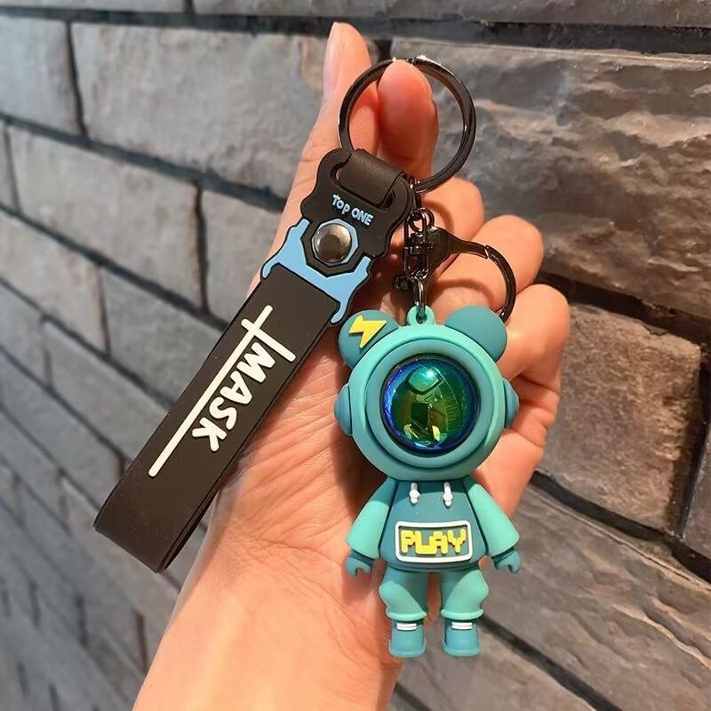 Cartoon Lightning Keychain Cute Astronaut Doll Pendant Couple Car Keyring Bag Keyholder Creative Bag Charm Accessories