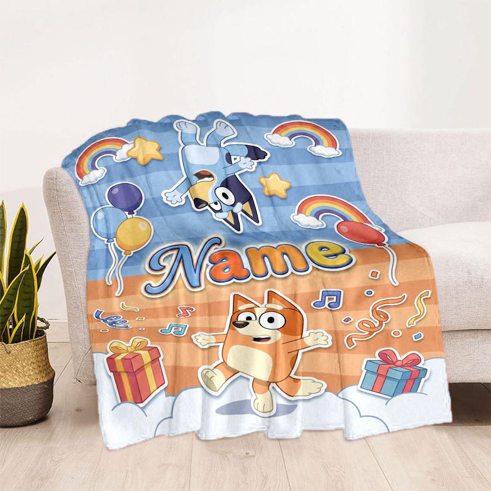 Happy Birthday Celebration Customize Your Name Blanket Gift Customizable Blanket Comfortable Suitable for Sofa Living Room Office Chair Seaside