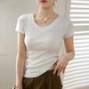 V-neck T-shirt for Women's Short-sleeved Summer New Slim Top Base Shirt