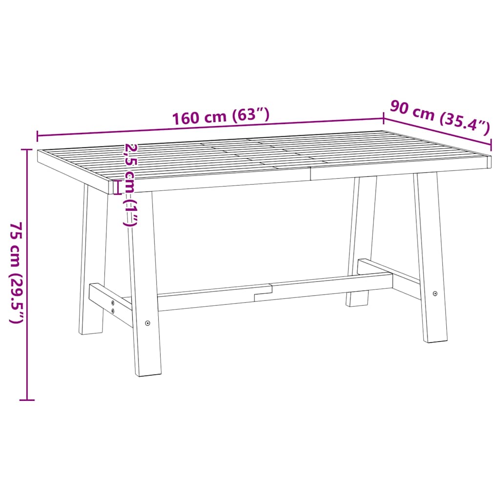 NOAIN Dining Table with A Frame Legs 160 x 90 x 75 cm Solid Pine Wood