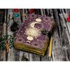 Sun & Moon Handmade Leather Journal Deckle Edge Paper, Blank Spell Book of Shadows Grimoire Journal, Gift for Him Traveling Book