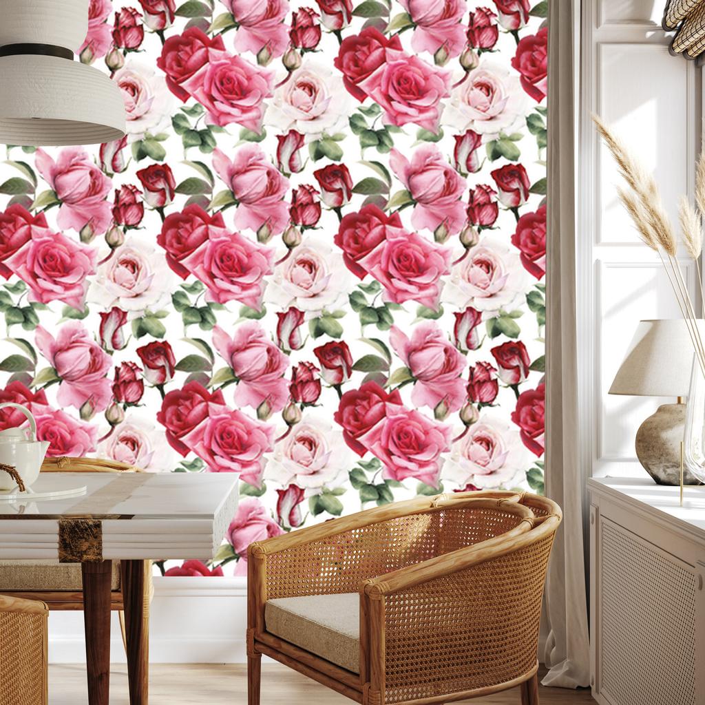 Rose wallpaper in fashionable colors for the living room and bedroom 50x1000