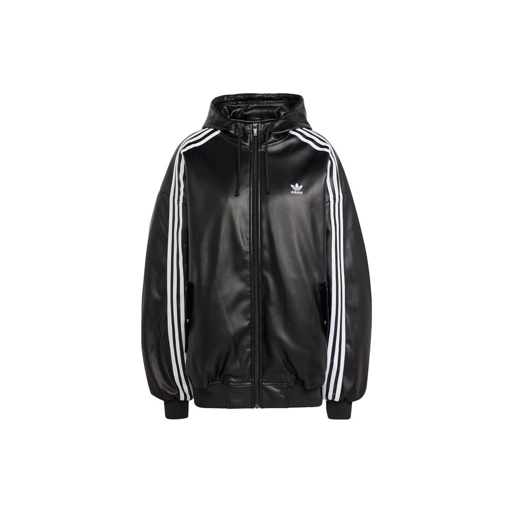 adidas Originals Куртка с капюшоном на боковой молнии и шнурком Женская верхняя одежда черного цвета IV9328