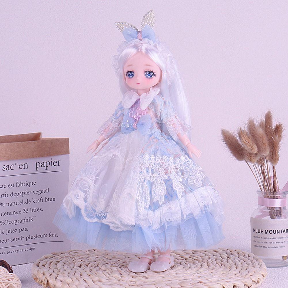 Multiple Movable 30cm Bjd Doll Toy Attractive Eyes Lace Princess Doll  Kids