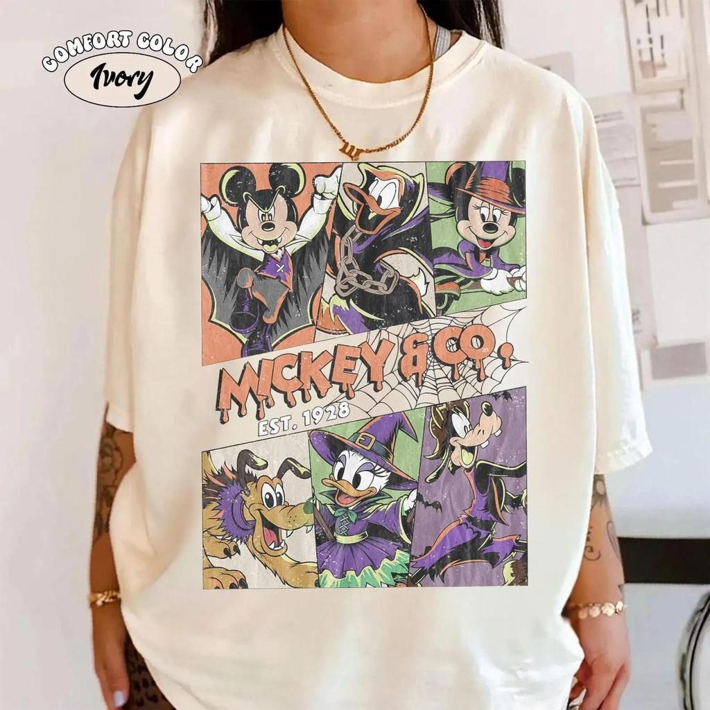 Vintage Disney Halloween Tee, Mickey and Friends Boo Crew Graphic, Spooky Character Apparel, Family Vacation Outfit