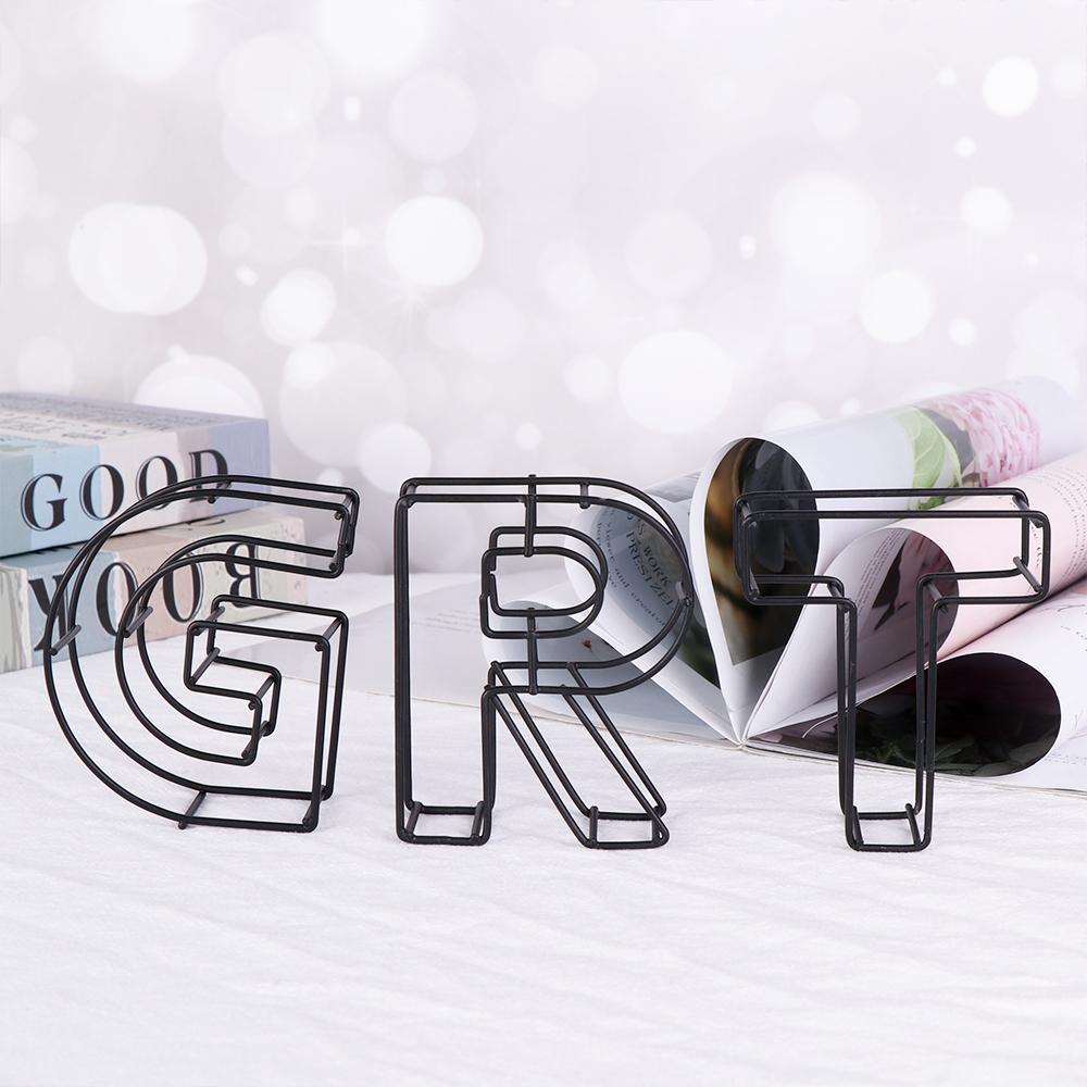 Photography Props Metal Hollow Letter Wrought Iron Alphabet Doorplate Sign Home Decoration