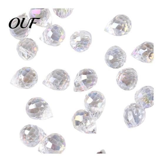 DIY Bracelet Making Beads Faceted Teardrop Glass Beads, Water Drop Loose Spacer Top Drilled Crystal Iridescent AB Coated for Sun Catcher, Necklace