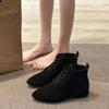 Big Size Women's Boots Autumn/winter British Style Short Boots Solid Color Suede Pointed Lace Up Thick Heel Big Size Boots