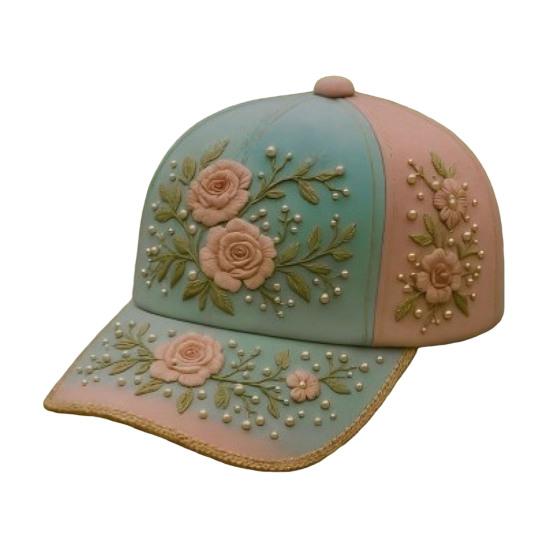 Baseball Hat Embroidery Flower Pattern 3D Printing Retro Sun Protection Summer Cap Hiking Outings Traveling
