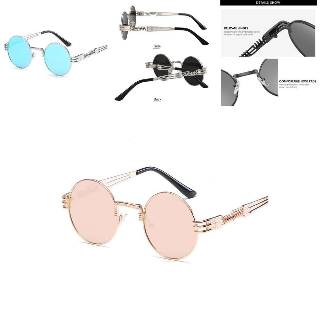 Унисекс Ретро Круглые Солнцезащитные Очки с Легкой Металлической Оправой для Защиты от УФ-лучей**