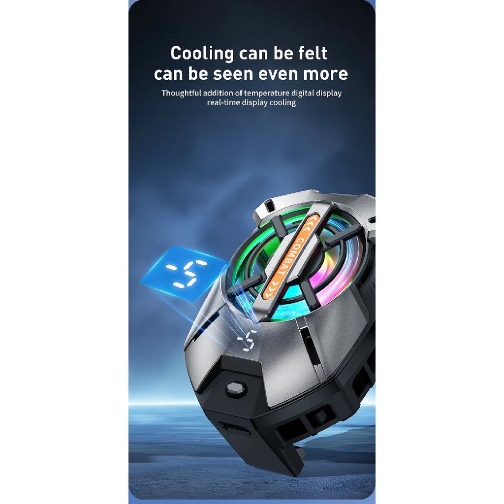Three Gears Adjustable Mobile Phone Cooler Magnetic Suction Back Clip Semiconductor Cooling Radiator Back Clip with RGB Light