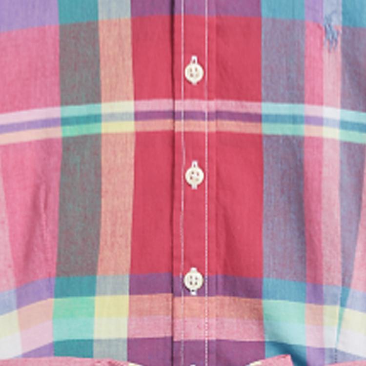 Платье Polo Ralph Lauren Ss24 Клетчатый воротник Однобортное Завязка Короткий рукав Детское платье Красный CWPODRSG3D20772-600