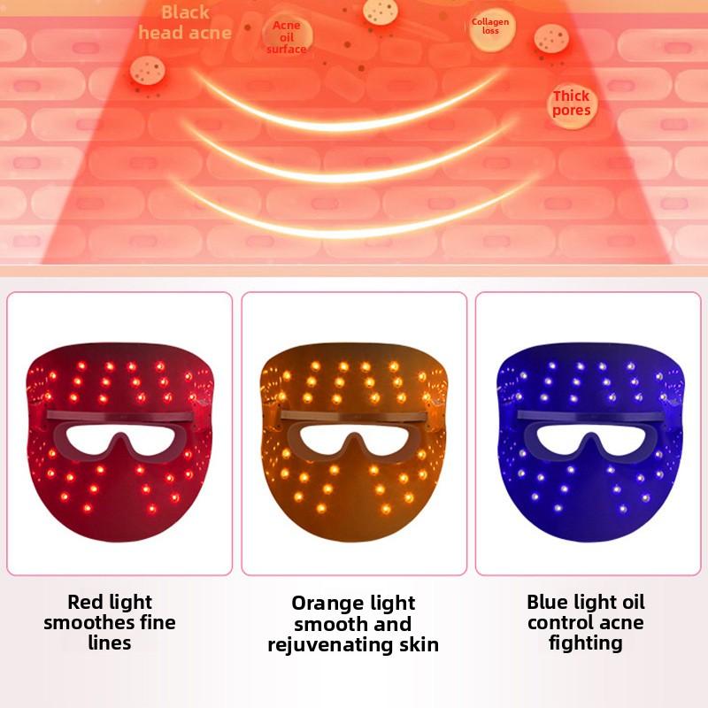 Светодиодная маска для красоты Трехцветная фототерапия Инструмент для омоложения кожи Перезаряжаемая светодиодная маска-спектрометр прямого действия Введение инструмента