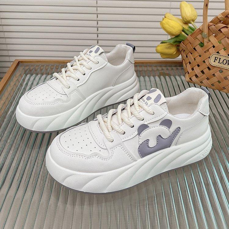 Мода 2024 года, новые U-образные кожаные женские белые повседневные кроссовки из вулканизированной кожи, дышащие спортивные туфли для ходьбы и бега на платформе с плоскими подошвами