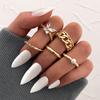 Bohemian Gold Butterfly Rings Set For Women Girls Pearl Resin Flower Cross Chain Finger Rings Jewelry Party