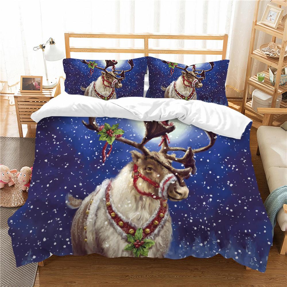 Christmas Deluxe Home Bedding Set Quilt Cover Pillowcase Bedroom Bedding Set Duvet Cover Full Size Bedspread