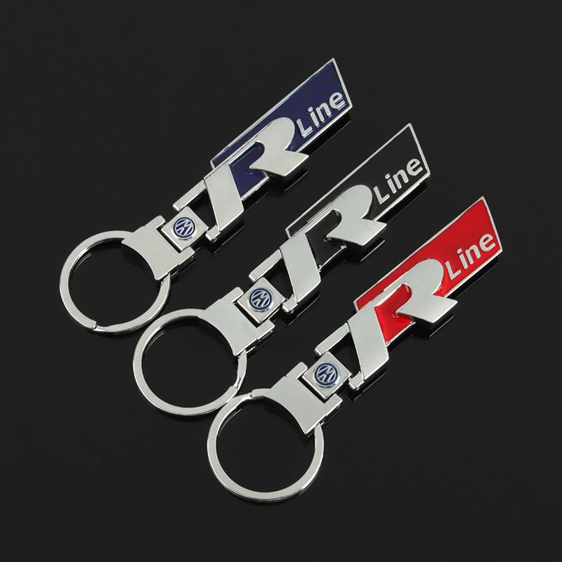 VW 2026 Hot Metal Rline R Line Badge Embelm Car Key Ring Key Chain Car Styling For VW Golf Sagitar Magotan Polo Santana Vista L MF4