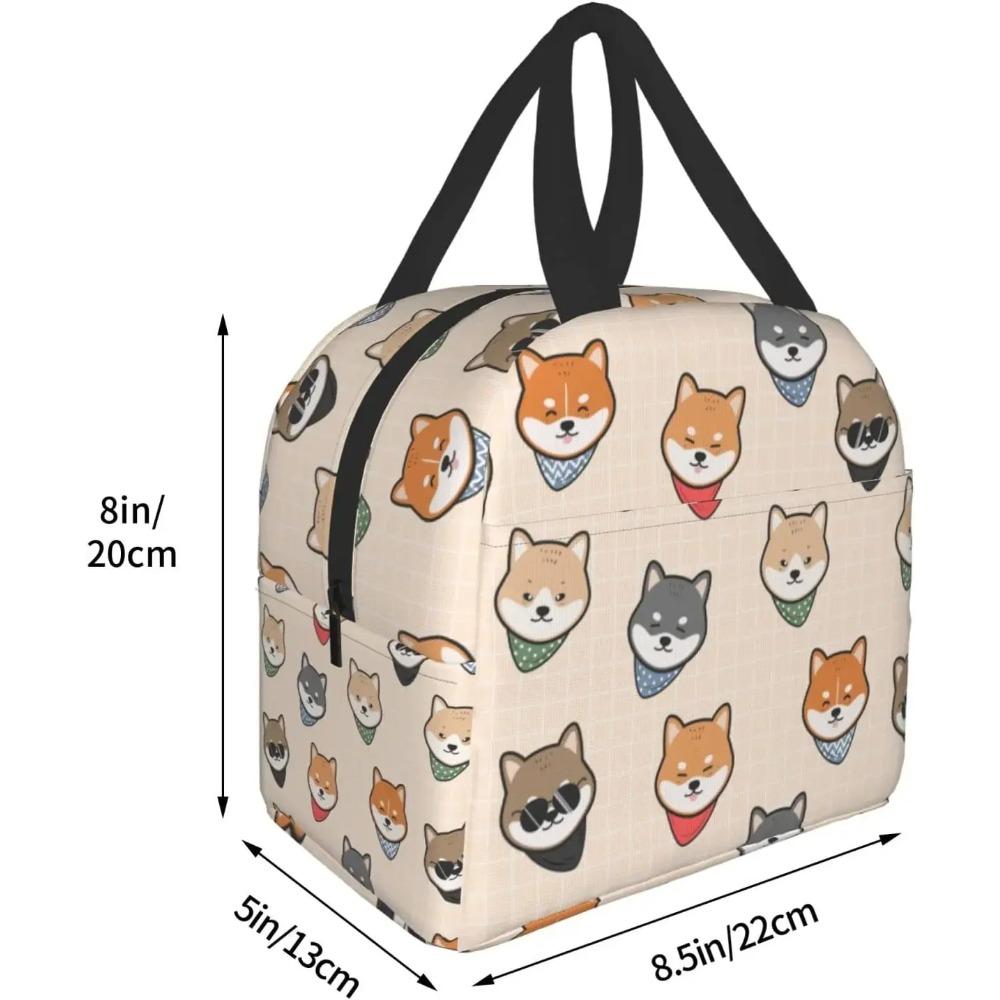 Сумка для ланча с карманом Милая японская собака Сиба Ину Изотермическая сумка-холодильник Термоводонепроницаемая многоразовая сумка-тоут для путешествий и работы