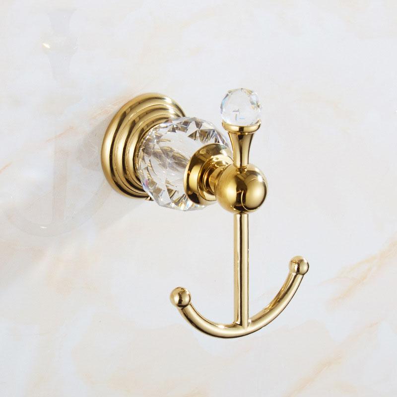 Хром/золото Кристалл и нержавеющая сталь Крючок для халата Настенный держатель для полотенец с одним винтом Аксессуары для ванной комнаты Крючок для одежды Вешалка