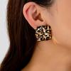 Square Leopard Twisted Cross Wrap Women's Retro Geometric Braided Texture Earrings