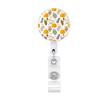 Flower Print Badge Holder Retractable Badge Holder Rotating ABS Badge Holder with Metal Clip for Nurse Doctor Student