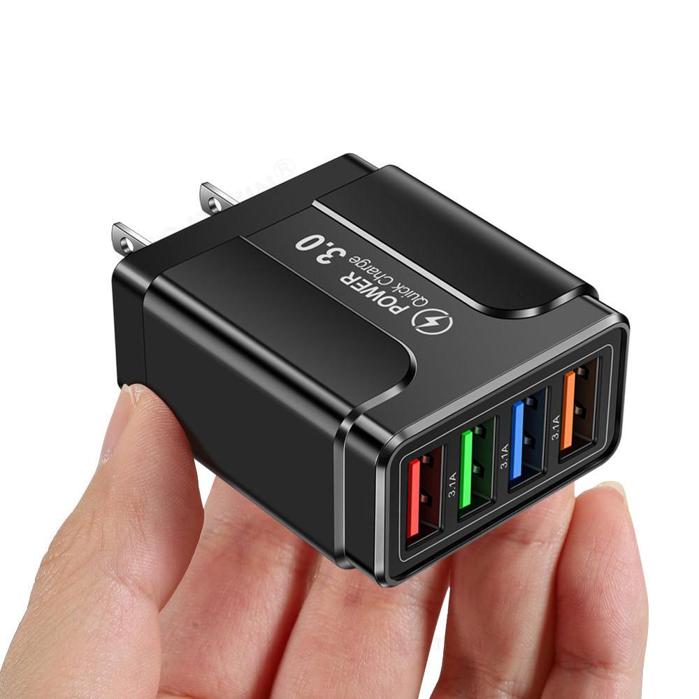 Адаптер переменного тока постоянного тока для телефона, быстрое зарядное устройство 5 В 3 А, 4 порта USB, настенная дорожная вилка для iPhone, Samsung, Xiaomi, Huawei, быстрое зарядное устройство, источник питания