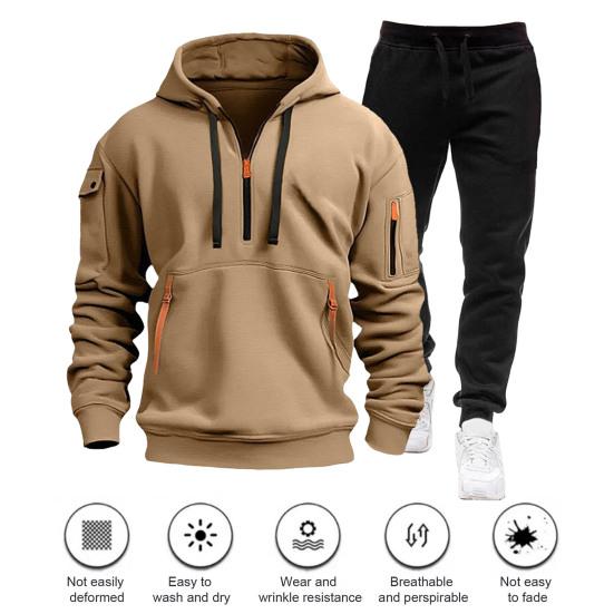 Комплект из 2 предметов: мужская толстовка, брюки, комплект с капюшоном, завязками на шнурке, длинные спортивные топы с эластичной талией, длинные брюки, однотонный мешковатый спортивный костюм