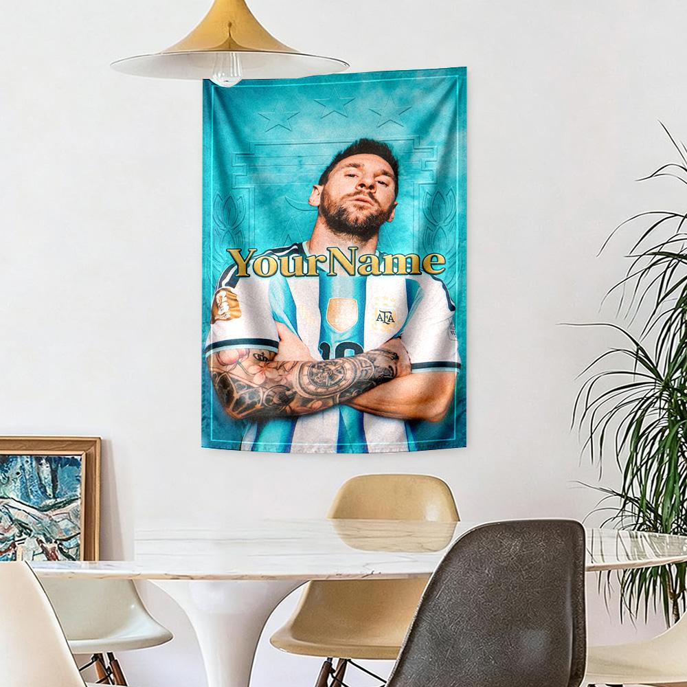 Messi Custom Your Name Wall Decor Tapestry Art For Pet Memorial Birthdaywedding Party Backdrop Family Gift