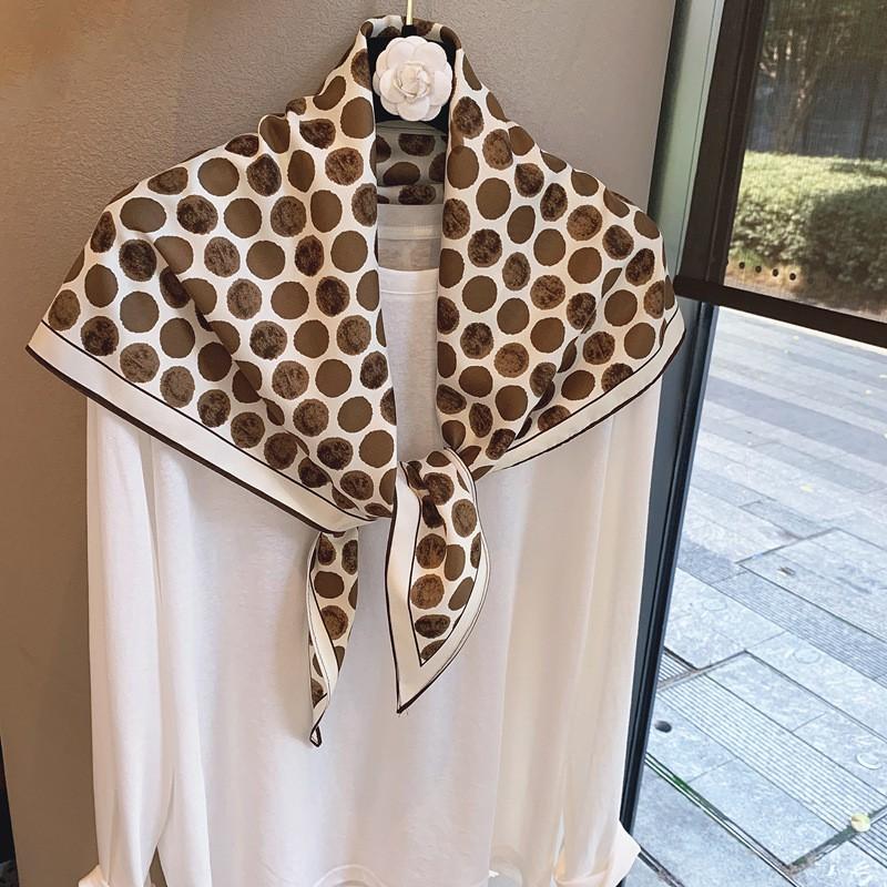 Polka Dot Retro Vintage Scarf Wrap Shawl Neck Tie Waist Sash Multi-Use Lightweight Silk-Look Accessory Women