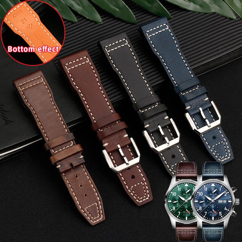 Высококачественный итальянский кожаный ремешок для часов IWC Big Pilot IW388103 IW378005/003/001 Mark 18 мужские Ремешок для часов 20 21 мм Браслет