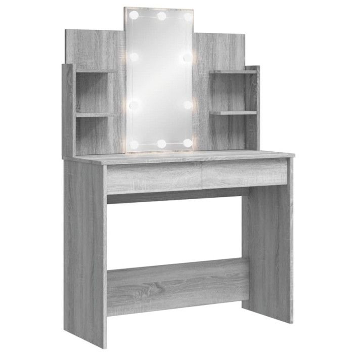 Dressing Table with LED Lights Sonoma Grey 96x40x142 Cm
