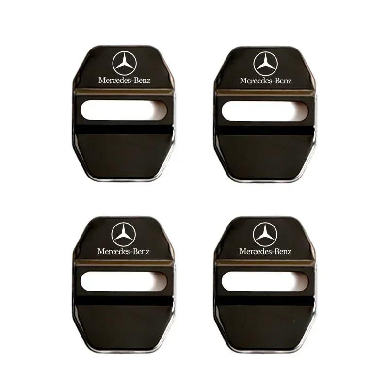 DQY2 4PCS Car Styling Car Door Lock Covers stikcer Case for Mercedes Benz New B/C/E Class A Class C200L GLC GLK CLA GLA Accessories