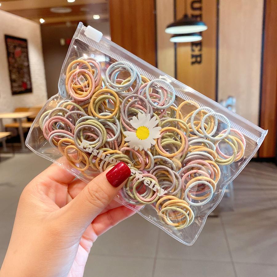 100CS красочные маленькие ленты для волос 2 см для маленьких девочек, эластичные резинки, детские резинки для волос, держатель для хвоста, повязки на голову, аксессуары для волос