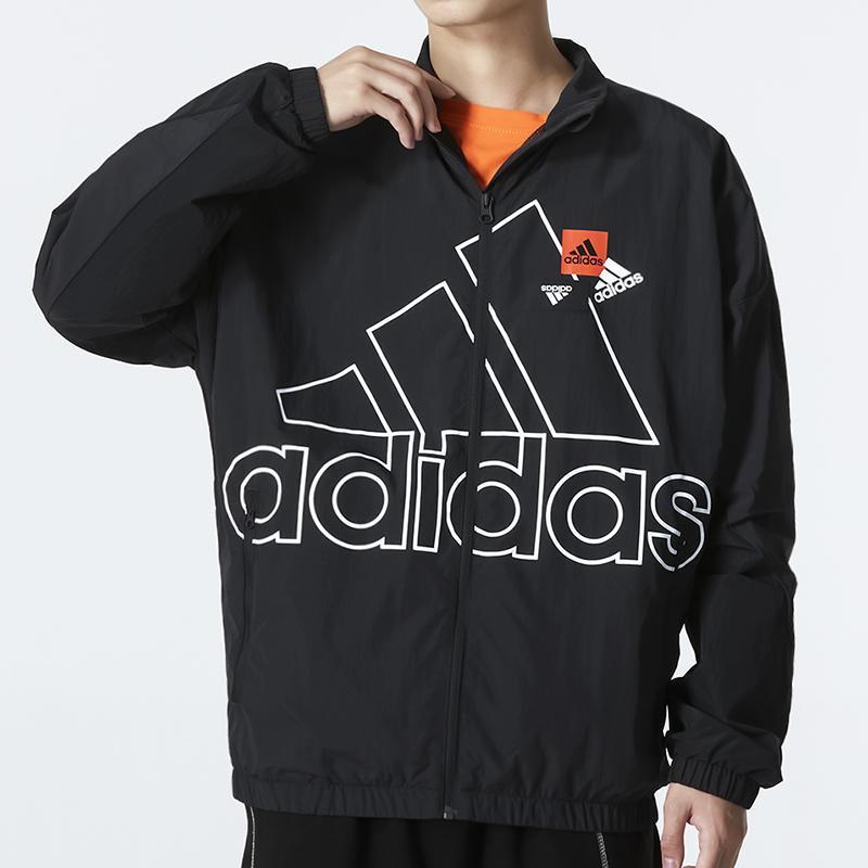 adidas Mh Bp3 Большой логотип Спортивная повседневная тканая куртка Мужская верхняя одежда Черный HP1433