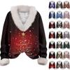 Women's Fashion Casual Christmas Printed Long Sleeve V-Neck Hair Pullover Top