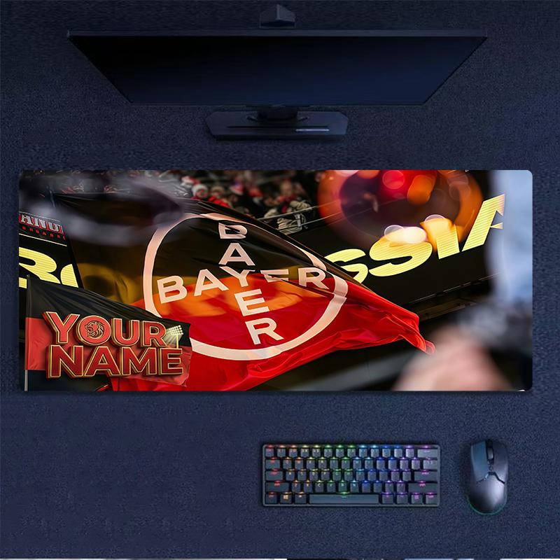 Custom Name,Bayer Leverkusen Mouse Pad, Large Gaming Desk Mat, Non-slip XXL Mousepad for Laptop & Tablet, Mini PC Playmat with Stitched Edges