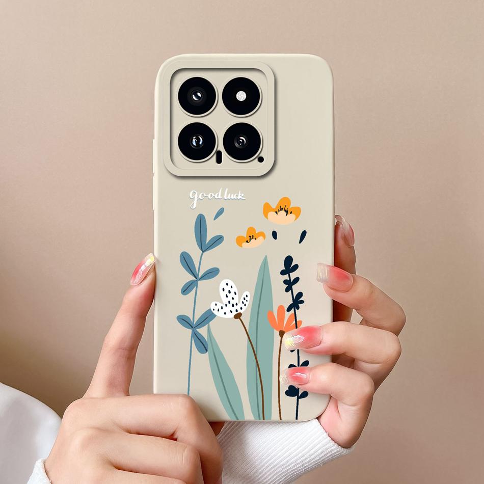 Case For Xiaomi 14 Pro Cartoon Soft Smooth Liquid Silicone Full Protection Shockproof Bumper For Xiaomi14 14Pro Back Cover Capa