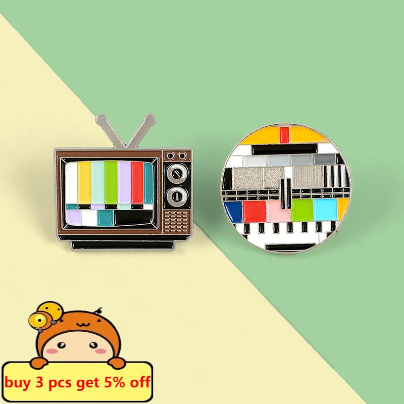 Television Repairs Sign Enamel Pin Meme Old TV Test Brooches Jewelry Clothes Collar Badge Lapel Pins for Friends Drop Shipping