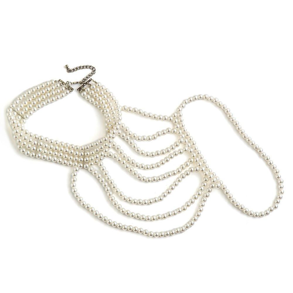 Imitation Pearl Shoulder Chain Necklace Pearl Tassel Body Chain Jewelry Women Jewelry