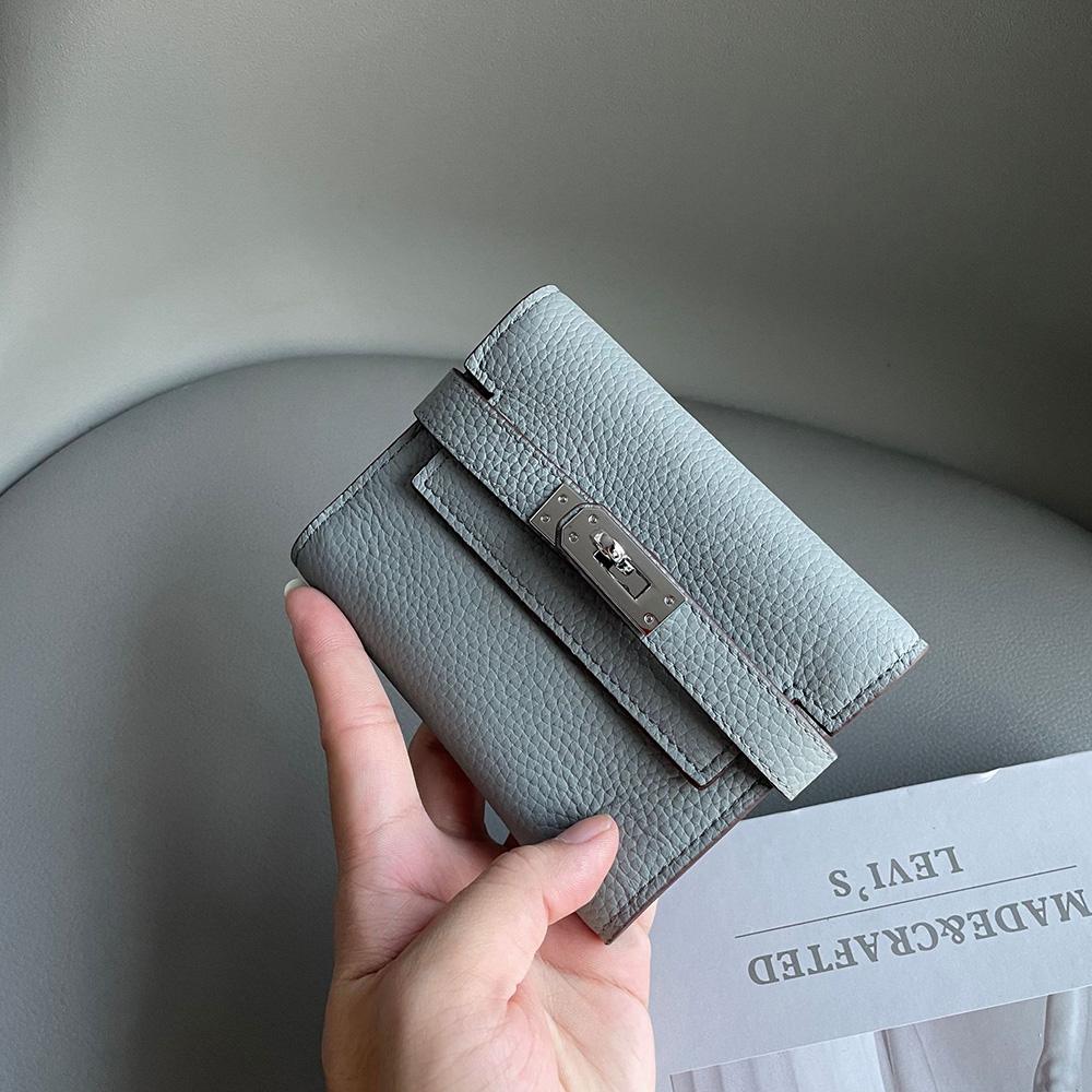 Роскошные женские кошельки из натуральной кожи, первый слой коровьей кожи, короткий кошелек, брендовый стиль, серебристая застежка-турникет, кошелек-бифолд без логотипа