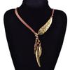 European & American Black Leather Feather Diamond Tassel Necklace - Multi-layer Women's Clavicle & Sweater Chain
