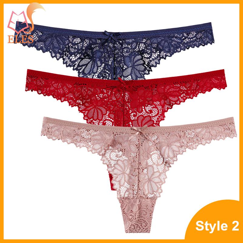 3 Pcs Woman Panties Sexy Lace Thong Underwear Lingerie Female T-back Temptation Low Waist G-string Pack