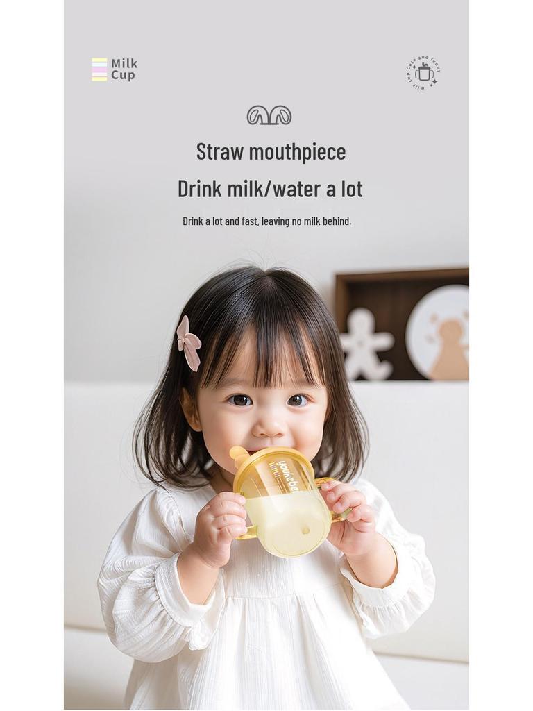 Детский поильник из PPSU с двумя ручками и соломинкой – Изолированный и термостойкий для молока, сока и воды.