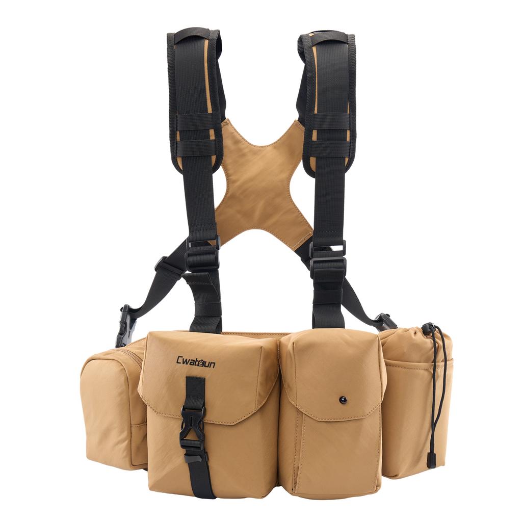Cwatcun D104 Нагрудная сумка-жилет для камеры Водонепроницаемая для корпуса DSLR-камеры и объектива
