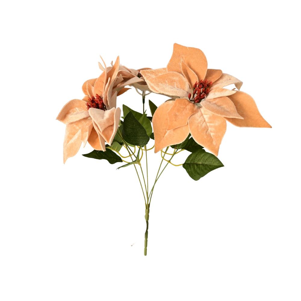 Simulation flower Christmas flower cuttings Mesh flannel flower arrangement ornament flannel Christmas ornament